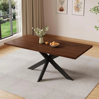 6-Piece Extendable Dining Table Set, Modern 51''–67'' Grey Wood Table with 6 Black Fabric Chairs, Dining Room Table, Customized