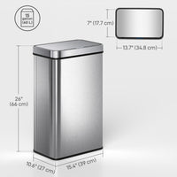 15.9 Gallon Sensor Can, Automatic Garbage Can with Soft-Close Lid, Fingerprint-Proof Stainless Steel, Silver