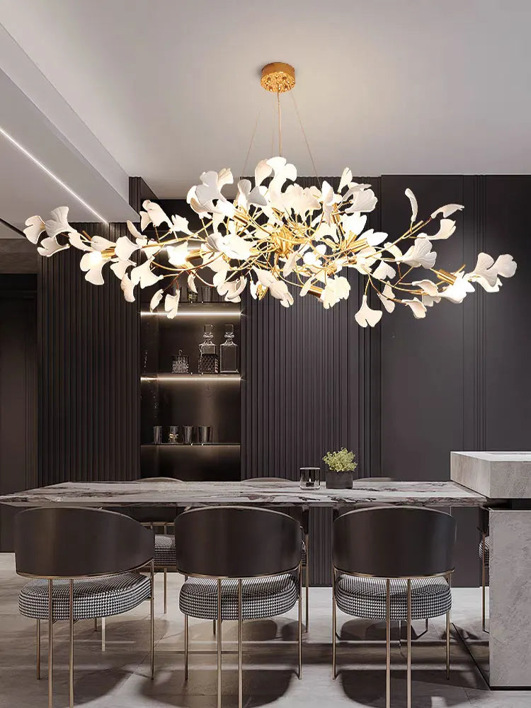 Nordic Ceramic LED Chandeliers Can Be Used For Living Rooms, Dining Rooms, Modern Ginkgo Leaf Lamp, And Room Decoration Lights