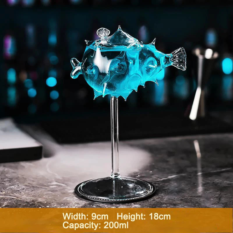 Creative Cocktail Glass Thorn Fish-Shaped Goblet Glass Bar KTV Nightclub Party Drinking Cup Octopus Bird-Shaped Wine Juice Cup
