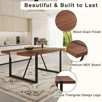 Walnut Dining Table Set for 6, 71" Wood Kitchen Table Set with 6 Suede Nap Fabric Chairs, Modern Rectangular Dining, Customized