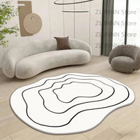 Cream Color Irregular Oval Carpets for Living Room Children Bedroom Rug Ins Soft Fluffy Bedside Rugs Short Plush Large Area Mats