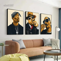 West Coast Rappers Canvas Print Pictures Notorious BIG Biggie Tupac Posters Famous Hip Hop Singer Wall Art Mural Home Decor