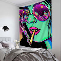 Hippie Wall Big Tapestry Wall Hanging Psychedelic Smoke Cool Girl Art Mystic Kawaii Room Decor Mandala Yoga Picnic Mat Sheet