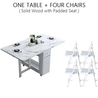 Fashion White Color Folding Dining Table Furniture yemek masasi Multifunctional Rectangle Foldable Dining Table Folding Chairs
