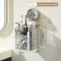 Bathroom Shelf Wall Mounted Non Perforated Suction Cup Storage Basket With Glacier Pattern For Home Storage Products