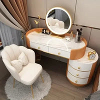 Pink White Vanity Table Women Luxury Nail European Big Stool Study Dressing Table Organizer Mesa De Maquillaje Home Furniture