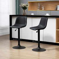 Adjustable Counter Height Bar Stools Set of 2, 360° Swivel Kitchen Counter Stools Dining Chairs with Backs, Vintage Leather, Retro Grey