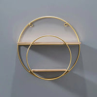 Modern Iron Decorative Wall Shelf Gold No Punching Wall Storage Rack Nordic Style Space Saving Wall Decoration Living Room