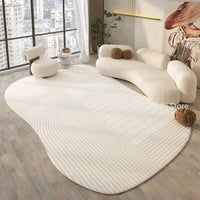 Cream Color Irregular Oval Carpets for Living Room Children Bedroom Rug Ins Soft Fluffy Bedside Rugs Short Plush Large Area Mats