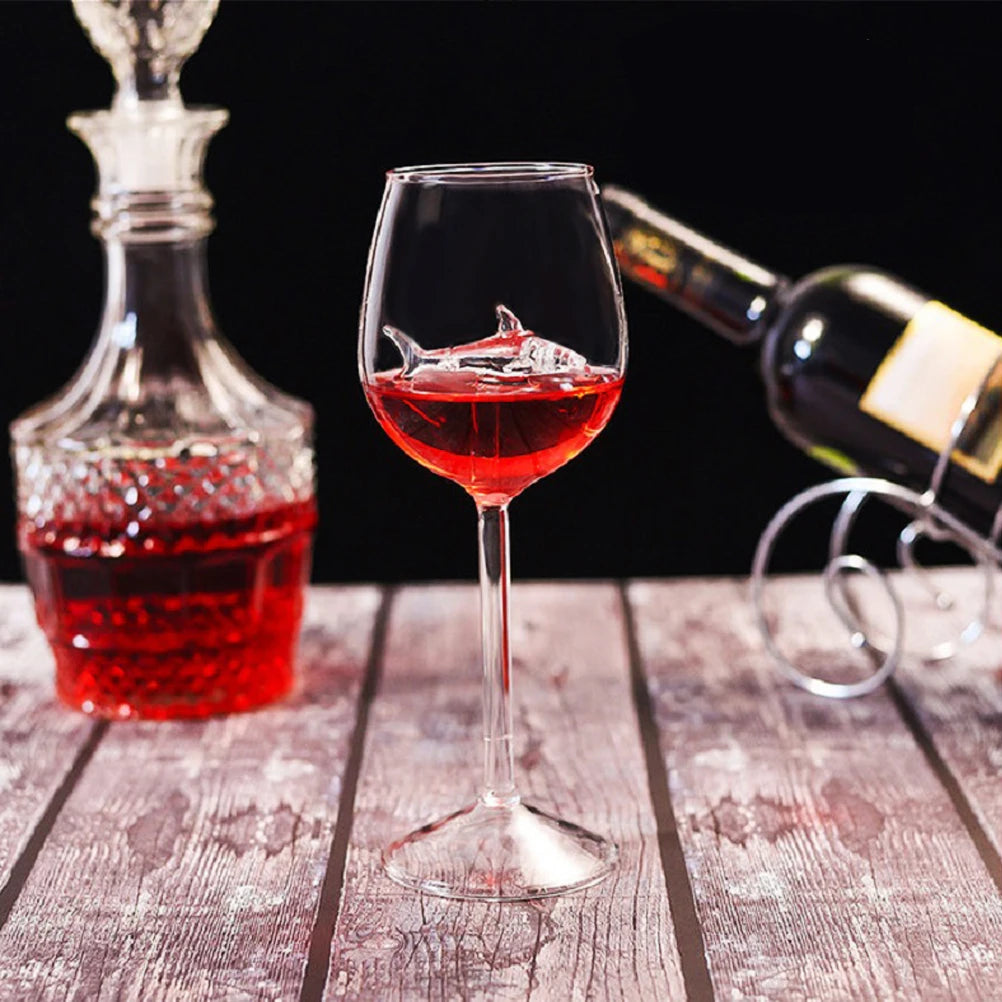 300ml Glass Cup European Crystal Shark Red Wine Cup Wine Bottle High Heel Shark Red Wine Cup Wedding Party Gift