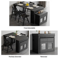 Modern Extendable Dining Table Rectangle Sideboard With Storage
