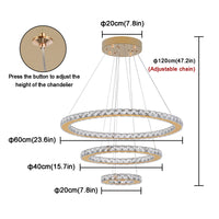 Crystal Luxury Pendant Lights for Living Room Remote Control Chandelier Lamp Bedroom Dining Room Smart Hanging Lighting Fixtures