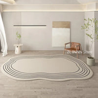 Cream Color Irregular Oval Carpets for Living Room Children Bedroom Rug Ins Soft Fluffy Bedside Rugs Short Plush Large Area Mats