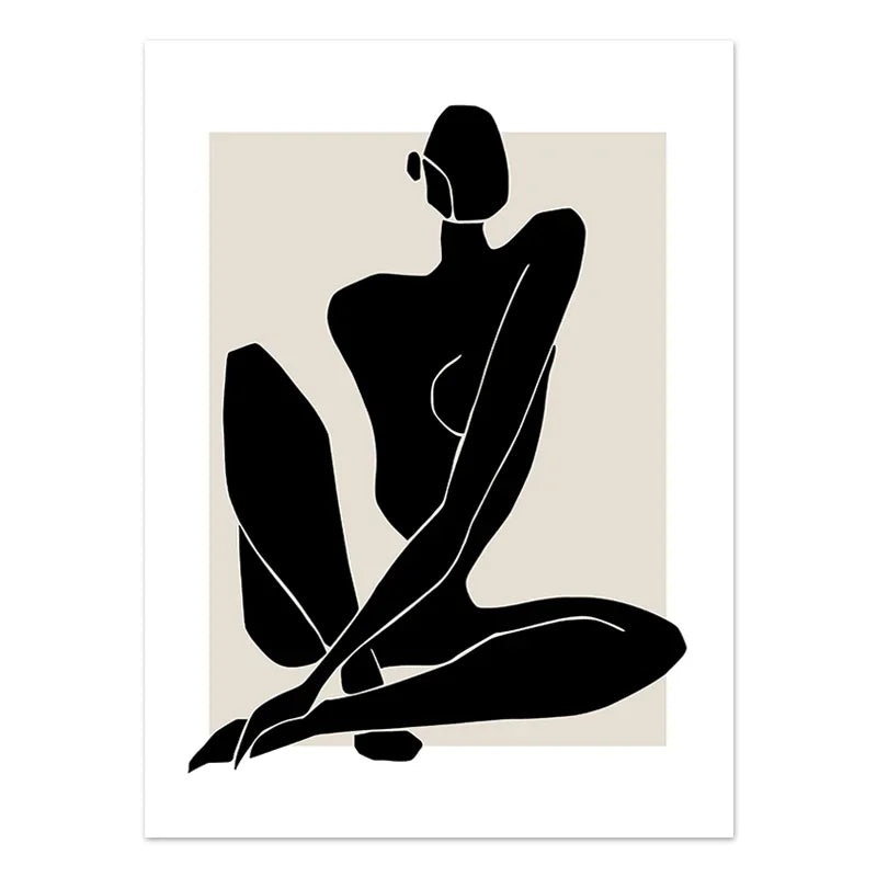 Abstract Boho Geometric Line Posters Black Beige Bohemian Wall Art Canvas Painting Print Picture for Living Room Home Decoration