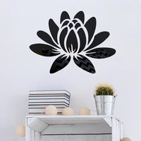 Lotus 3D Mirror Wall Sticker Home Living Room Bedroom Office Hallway Wall Decorations Acrylic Mirror Reflective Wall Sticker
