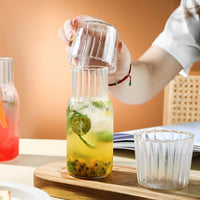 Glass Water Bottle Set 550ML/600ML Glass Bedside Water Carafe Bottle With Glass Cup Drinking Pitcher for Milk Beverage Tea