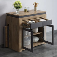 Modern Extendable Dining Table Rectangle Sideboard With Storage