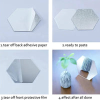 6/12pc Hexagon Mirror Wall Stickers 3D DIY Acrylic Mirror Sticker Self Adhesive Decals Removable Living Room Bathroom Home Decor