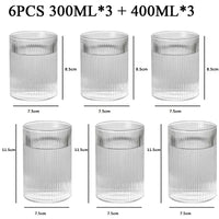 1/2/4/6pcs Vertical Pattern Cup Creative Japanese Glass Wine Juice Drink Coffee Handmade Clear Drinkware Shot Glasses Whiskey