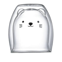 250ML Double Glass Cup Coffee Mug Bear Cat Dog Animal Transparent Cute Milk Juice Tea Drinking Cups Birthday Party Wine Glasses