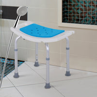 Height Adjustable Shower Chair, 20.5"W Aluminum Shower Stool for Inside Shower with Suction Cup Feet, EVA Padded Bath Seat for Senior, Elderly, Disabled