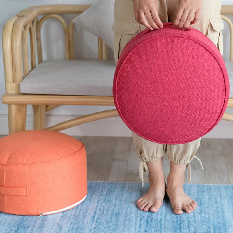 Tea Ceremony Floor Poufs With Fillings Cotton Linen Tatami Footstool Ottoman Thicken Meditation Cushion Yoga Round Cushion Futon