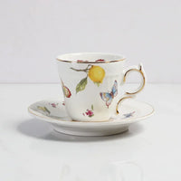 Europeanc Style Ceramic Dining Plate Elegant Lemon Pattern Dinner Steak Plate Coffee Cup Set Western Cuisine Dessert Plate