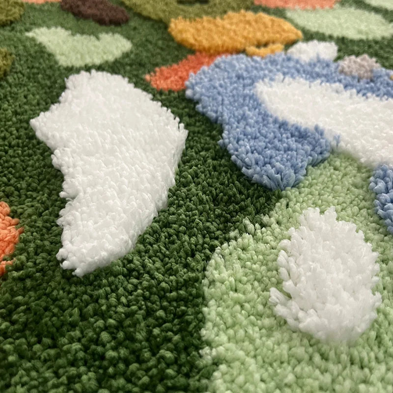 Luxury Green Moss Style Turfting Rugs Irregular Moss Carpet Landscape Rug Patio Nordic Fluffy Bedside Area Rug Abstract Art Mat