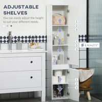Tall Bathroom Cabinet, Freestanding Storage Organizer with Adjustable Shelves and Cupboards, 11.8" x 11" x 6", White