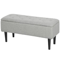 Modern Storage Bench, Ottoman with Storage and Lamb's Wool Upholstery for Living Room, Bedroom, Grey