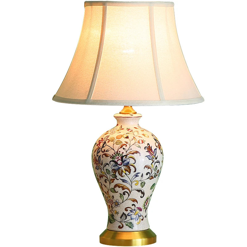 Ceramic Table Lamp Retro Painted Decoration
