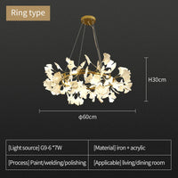 Nordic Ceramic LED Chandeliers Can Be Used For Living Rooms, Dining Rooms, Modern Ginkgo Leaf Lamp, And Room Decoration Lights