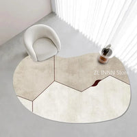 Cream Color Irregular Oval Carpets for Living Room Children Bedroom Rug Ins Soft Fluffy Bedside Rugs Short Plush Large Area Mats