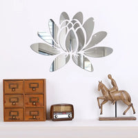 Lotus 3D Mirror Wall Sticker Home Living Room Bedroom Office Hallway Wall Decorations Acrylic Mirror Reflective Wall Sticker