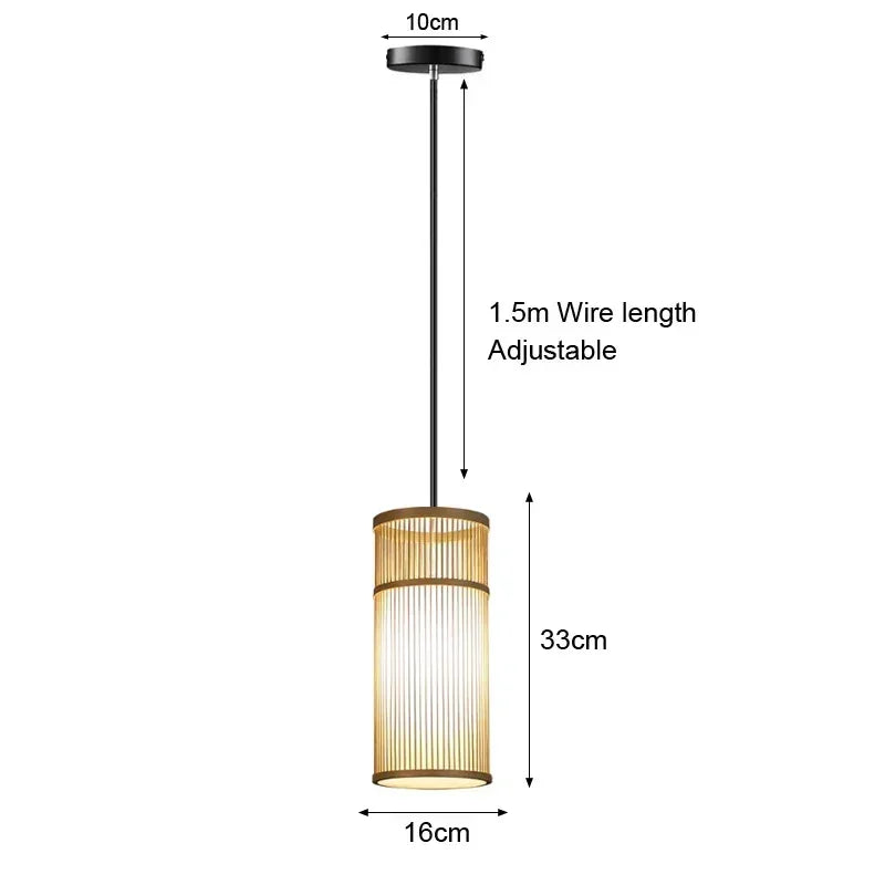 Bamboo Hanging Lamp Pendant Ceiling Light Rattan Wicker Lustre Hand Knit Braiding Suspended Home Dining люстра потол