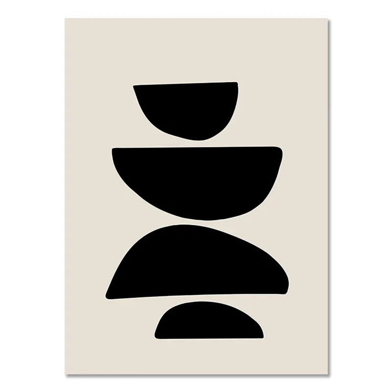 Abstract Boho Geometric Line Posters Black Beige Bohemian Wall Art Canvas Painting Print Picture for Living Room Home Decoration