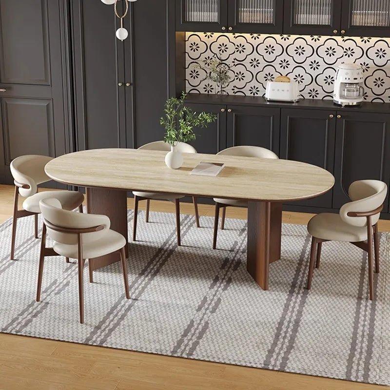 Nordic Retro Style 6-Seater Dining Table Set Modern Wooden Kitchen Furniture for Home or Hotel Use