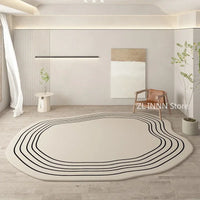 Cream Color Irregular Oval Carpets for Living Room Children Bedroom Rug Ins Soft Fluffy Bedside Rugs Short Plush Large Area Mats