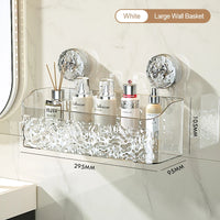 Bathroom Shelf Wall Mounted Non Perforated Suction Cup Storage Basket With Glacier Pattern For Home Storage Products