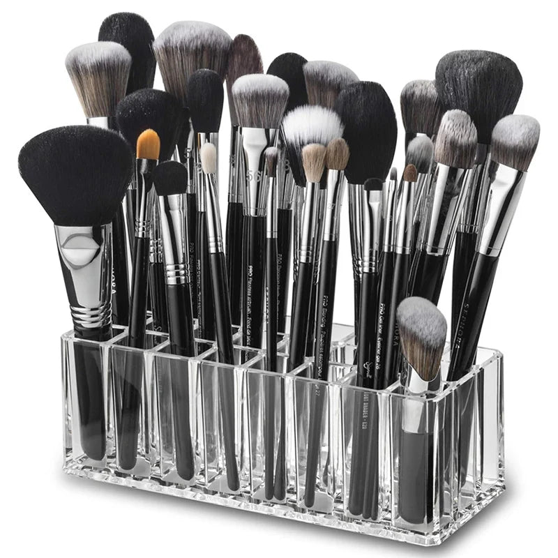 24 Slots Makeup Brush Organizer Acrylic Lipstick Organizer Cosmetic Storage Makeup Lipgloss Display Box Makeup Brushes Storage