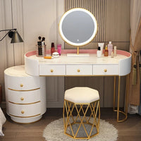 Pink White Vanity Table Women Luxury Nail European Big Stool Study Dressing Table Organizer Mesa De Maquillaje Home Furniture
