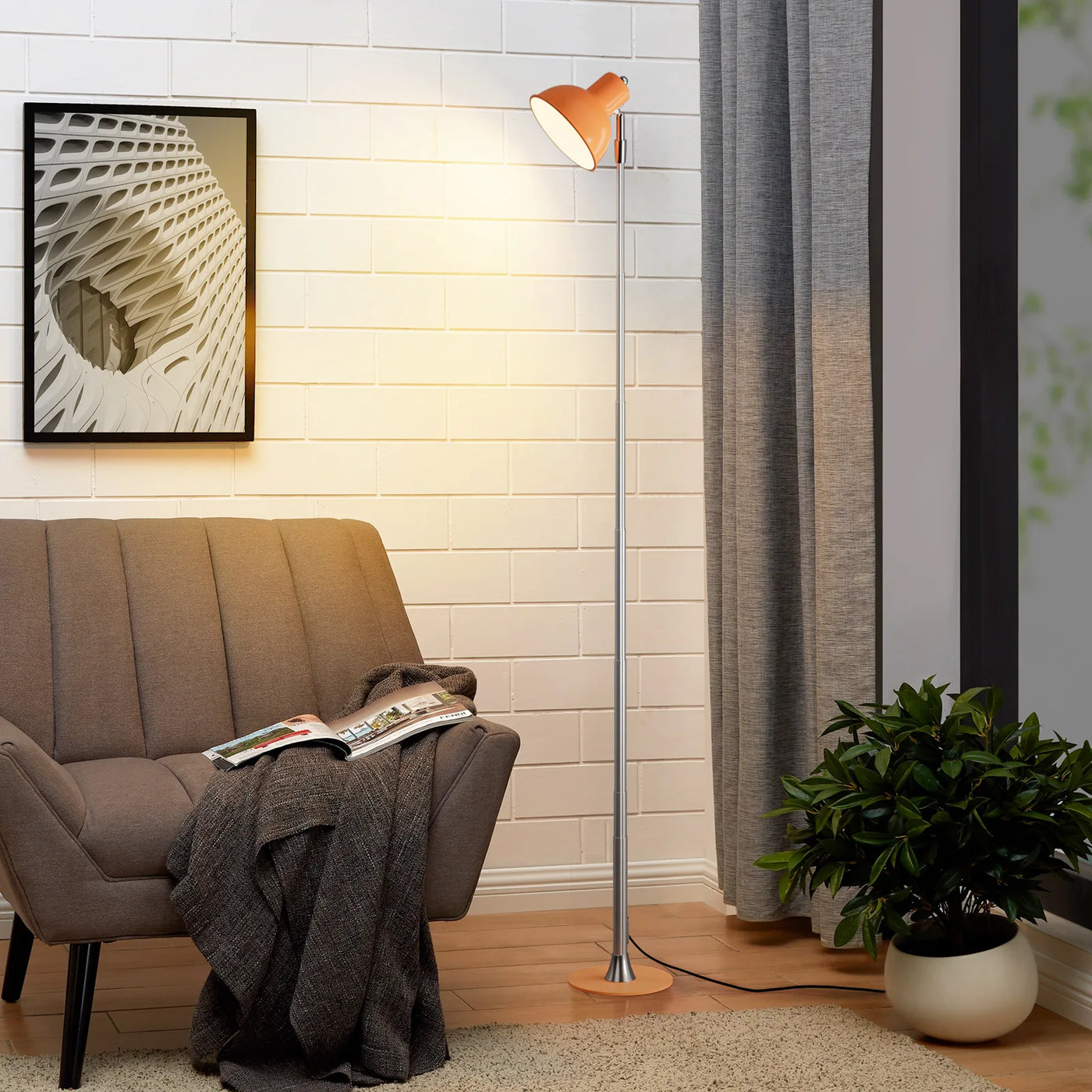 MARPOU Floor Lamp Adjustable with 3 color Dimmable USB plug Modern LED Telescopic 145CM Floor Stand Light Living Room Bedroom