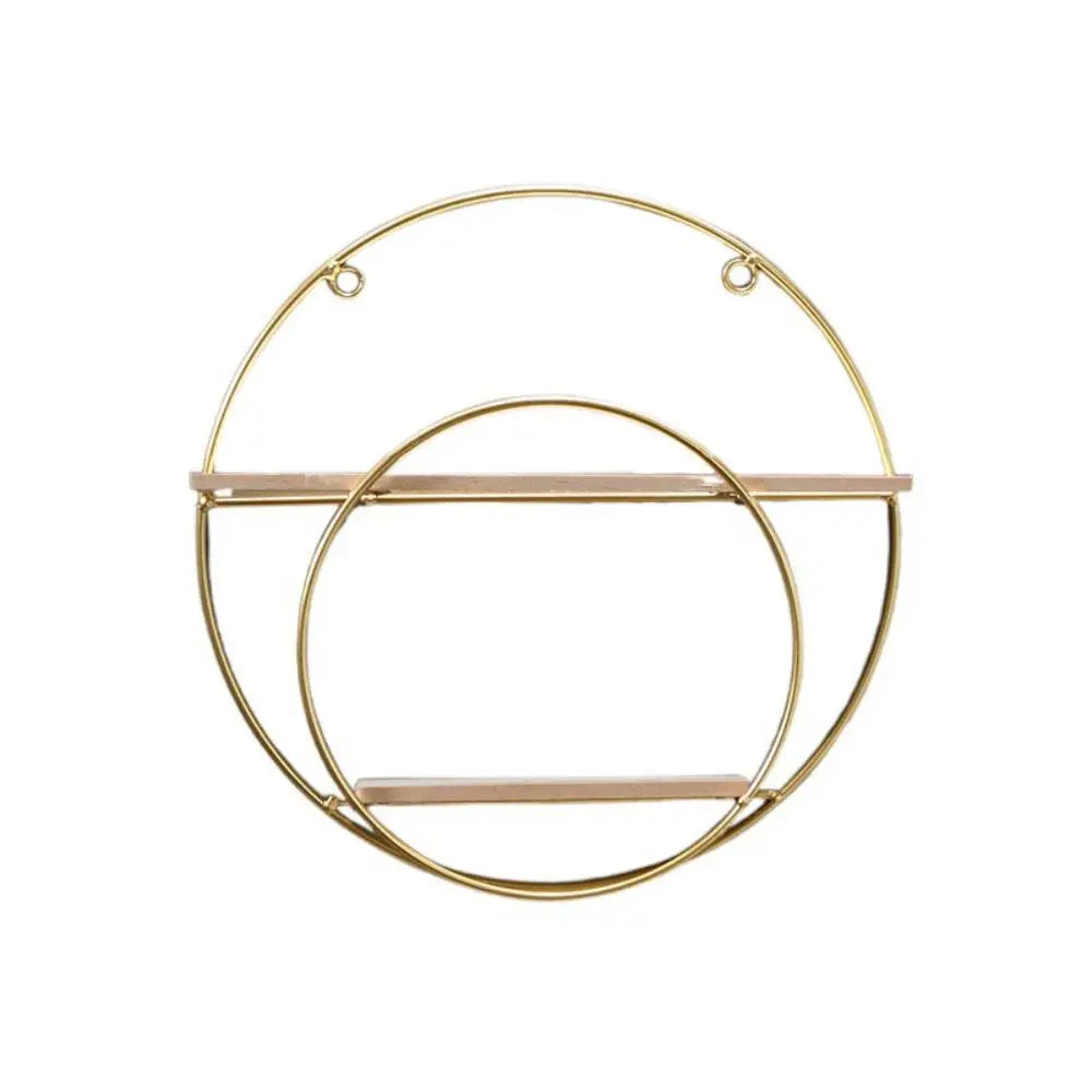 Modern Iron Decorative Wall Shelf Gold No Punching Wall Storage Rack Nordic Style Space Saving Wall Decoration Living Room