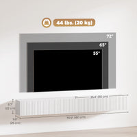 71" Floating TV Stand for TVs up to 72 Inch, Wall Mount Media Console with 2 Fluted Flip-Down Doors, Cable Hole, White