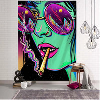 Hippie Wall Big Tapestry Wall Hanging Psychedelic Smoke Cool Girl Art Mystic Kawaii Room Decor Mandala Yoga Picnic Mat Sheet