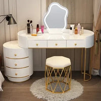 Pink White Vanity Table Women Luxury Nail European Big Stool Study Dressing Table Organizer Mesa De Maquillaje Home Furniture