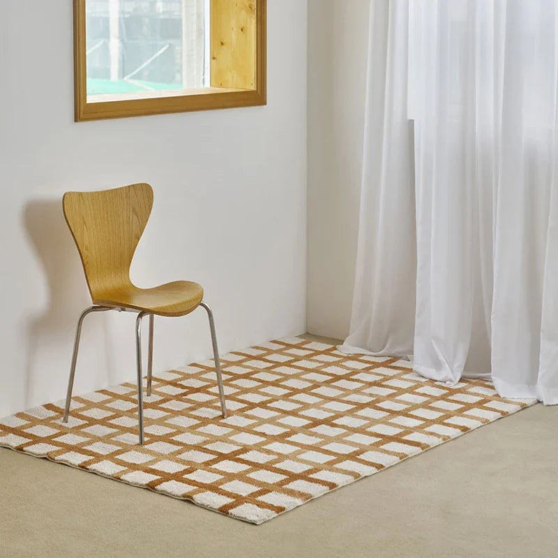 Modern Fashion Minimalist Carpets for Living Room Fluffy Soft Plush Floor Mat Ins Style Bedroom Decor Plaid Rug Ковер Tapis 러그