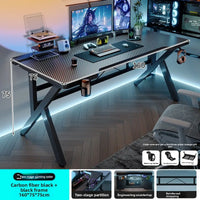 Gaming Desk Two-Stage Split Plate Desktop Home Mountable Monitor Stand Carbon Fiber Textured Solid Wood Computer Desk