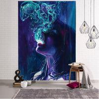 Hippie Wall Big Tapestry Wall Hanging Psychedelic Smoke Cool Girl Art Mystic Kawaii Room Decor Mandala Yoga Picnic Mat Sheet